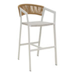 Σκαμπό μπαρ αλουμινίου Phoenix pakoworld στοιβαζόμενo λευκός σκελετός-textilene φυσικό rattan 53x58x103εκ. κωδ.0060-291-000015