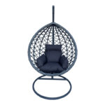 Κούνια φωλιά με βάση Lyere pakoworld μέταλλο γκρι-pe rattan σε γκρι απόχρωση 120x108x195εκ. κωδ.0060-368-000002