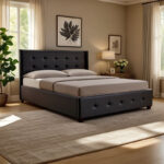 Κρεβάτι Roi pakoworld 160x200 PU μαύρο ματ + αποθηκευτικό χώρο κωδ. 0060-006-000017