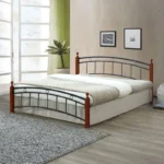 Κρεβάτι Clarive pakoworld ξύλο σε καρυδί απόχρωση-μαύρο μέταλλο 140x190εκ. κωδ.0060-330-000005