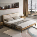 Κρεβάτι Akva  pakoworld διπλό mdf σε φυσική απόχρωση 150x200εκ. κωδ.0060-072-000126