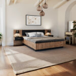 Κρεβάτι Romilly pakoworld μαύρο gloss-καρυδί 160x200εκ. κωδ.0060-173-000012