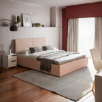 Κρεβάτι Violaine pakoworld ύφασμα μπεζ με αποθηκευτικό χώρο 160x200εκ. κωδ.0060-234-000008