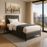 Κρεβάτι Moega pakoworld ύφασμα σε ανθρακί απόχρωση 90x200εκ κωδ. 0060-323-000015