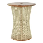 Τραπέζι Lemelo pakoworld μέταλλο-sal wood-γιούτα σε εκρού απόχρωση Φ61x76εκ κωδ. 0060-220-000017