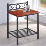 Κομοδίνο Kellien pakoworld ξύλο σε καρυδί απόχρωση-μαύρο μέταλλο 45x35x62εκ κωδ. 0060-330-000015