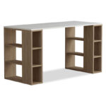 Γραφείο Colmar pakoworld χρώμα λευκό -σκούρο φυσικό 140x60x75εκ. κωδ.0060-119-000797