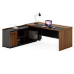 Γραφείο επαγγελματικό με αριστερή γωνία Oscar pakoworld καρυδί-ανθρακί 220x180x76εκ
