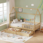 Παιδικό κρεβάτι Piccolo τ.Montessori με 2 συρτάρια pakoworld ξύλο πεύκου σε φυσική απόχρωση 90x190εκ κωδ. 0060-370-000013