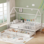 Παιδικό κρεβάτι Piccolo τ.Montessori με 2 συρτάρια pakoworld ξύλο πεύκου σε λευκή απόχρωση 90x190εκ. κωδ.0060-370-000014