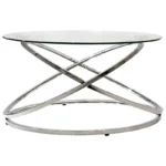Τραπέζι σαλονιού Sabin pakoworld μέταλλο-γυαλί 8mm Φ80x43εκ. κωδ.0060-029-000106