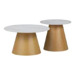 Τραπέζια σαλονιού Soleire Inart σετ 2τεμ λευκό μαρμάρου sintered stone κωδ.0060-029-000313
