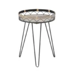 Τραπεζάκι σαλονιού Erzmo Inart φυσικό-μαύρο μέταλλο-ξύλο Φ40x56εκ. κωδ.0060-115-003181