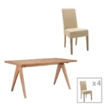 Τραπεζαρία Ditta-Winslow I pakoworld σετ 5τμχ ξύλο rubberwood σε ανοιχτό καρυδί χρώμα 180x85x75εκ. κωδ.0060-200-001054