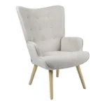 Πολυθρόνα Fluffy pakoworld ύφασμα ανοιχτό γκρι-φυσικό πόδι 75x69x96εκ. κωδ.0060-255-000020