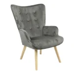 Πολυθρόνα Fluffy pakoworld βελούδο ανθρακί-φυσικό πόδι 75x69x96εκ. κωδ.0060-255-000023