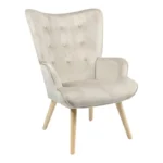 Πολυθρόνα Fluffy pakoworld βελούδο μπεζ-φυσικό πόδι 75x69x96εκ. κωδ.0060-255-000024