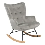 Κουνιστή πολυθρόνα Georgia pakoworld βελούδο γκρι-φυσικό 75x71x95εκ. κωδ.0060-255-000029