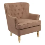 Πολυθρόνα Keisi pakoworld καφέ ύφασμα-πόδι φυσικό ξύλο 81.5x84x92.5εκ. κωδ.0060-255-000065