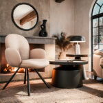 Πολυθρόνα Garzele Inart μπεζ μπουκλέ ύφασμα-πόδι μαύρο μέταλλο 68x66x82.5εκ. κωδ.0060-029-000249