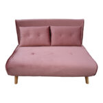 Καναπές-κρεβάτι Josuane pakoworld διθέσιος σάπιο μήλο βελούδο και ξύλινο πόδι σε φυσική απόχρωση 122x80x81εκ