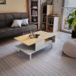 Τραπέζι σαλονιού Moses pakoworld χρώμα sonoma-λευκό μαρμάρου 90x54x37.5εκ. κωδ.0060-049-000066