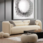 Καναπές 3θέσιος Tranquil I pakoworld ύφασμα μπουκλέ κρεμ 228x90x74εκ. κωδ.0060-071-001404