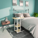 Βοηθητικό τραπέζι Babs pakoworld τροχήλατο λευκό-φυσικό 60x40x71-92εκ. κωδ.0060-072-000049