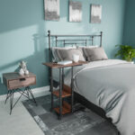 Βοηθητικό τραπέζι Babs pakoworld τροχήλατο καρυδί-μαύρο 60x40x71-92εκ.κωδ.0060-072-000050