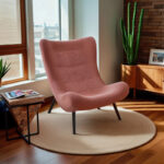 Πολυθρόνα-μπερζέρα Silla pakoworld μπουκλέ ύφασμα σε σάπιο μήλο απόχρωση 97x80x100εκ