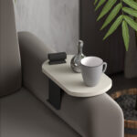 Βοηθητικό τραπεζάκι Linea pakoworld σε απόχρωση κρέμα με μαύρα μεταλλικά πόδια 20x35x10εκ