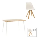 Τραπεζαρία Cuba-Caron pakoworld σετ 5τεμ sonoma-λευκό 120x80x75εκ κωδ. 0060-127-000192