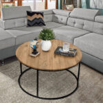 Τραπέζι σαλονιού Emilian pakoworld oak μελαμίνης-μαύρο μέταλλο Φ60x42εκ. κωδ.0060-197-000161