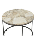 Τραπέζι σαλονιού Emilian pakoworld μελαμίνης λευκό μαρμάρου-μαύρο μέταλλο Φ60x42εκ. κωδ.0060-197-000162