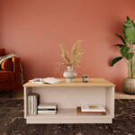 Τραπέζι Monik pakoworld σε oak-ανοιχτό γκρι απόχρωση 90x56x40εκ