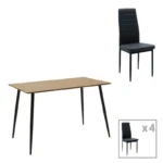 Τραπεζαρία Cuba-Parker pakoworld σετ 5τεμ mdf σε sonoma-μαύρη απόχρωση 120x70x76cm κωδ. 0060-200-001153