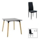 Τραπεζαρία Natali-Parker pakoworld σετ 3τεμ mdf σε μαύρη-φυσική απόχρωση 80x80x76cm κωδ. 0060-200-001155