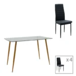 Τραπεζαρία Chloe-Parker pakoworld σετ 5τεμ γυάλινο σε ανθρακί-φυσική απόχρωση 120x70x75εκ κωδ. 0060-200-001164