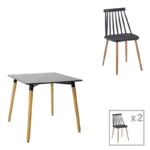 Τραπεζαρία Natali-Aurora I pakoworld σετ 3τεμ σε μαύρη-φυσική απόχρωση 80x80x76εκ κωδ. 0060-200-001178