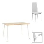 Τραπεζαρία Cuba-Parker pakoworld σετ 5τεμ sonoma-λευκό 120x80x75εκ κωδ. 0060-200-001209