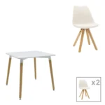 Τραπεζαρία Natali-Caron pakoworld σετ 3τεμ MDF λευκό-πόδια φυσικό 80x80x76εκ κωδ. 0060-200-001218