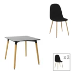 Τραπεζαρία Natali-Bella pakoworld σετ 3τεμ mdf σε μαύρη-φυσική απόχρωση 80x80x76cm κωδ. 0060-200-001222