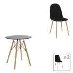 Τραπεζαρία Julita-Bella pakoworld σετ 3τεμ mdf σε μαύρη-φυσική απόχρωση Φ60x73εκ κωδ. 0060-200-001225