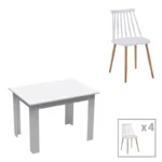 Τραπεζαρία Manka-Aurora I pakoworld σετ 5τεμ σε λευκή απόχρωση 110x80x77εκ κωδ. 0060-200-001238