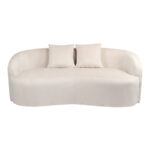 Καναπές 2θέσιος Raini pakoworld με μαξιλάρια κρεμ βελούδο 178x82x68εκ