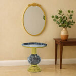 Βοηθητικό τραπέζι Cogent Inart pakoworld μαύρο-χρυσό μέταλλο Φ46x50εκ. κωδ.0060-287-000005