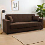 Καναπές-κρεβάτι με αποθηκευτικό χώρο τριθέσιος Vox pakoworld καφέ ύφασμα 214x82x83εκ. κωδ.0060-328-000011