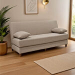 Καναπές-κρεβάτι με αποθηκευτικό χώρο τριθέσιος Romina pakoworld κρεμ ύφασμα 190x75x85εκ. κωδ.0060-328-000022