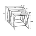 Τραπέζια σαλονιού σετ 3τεμ Pitche Inart χρυσό μέταλλο-γυαλί