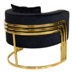 Πολυθρόνα Roblu pakoworld χρυσό μέταλλο και βελούδο σε μαύρη απόχρωση 72x77.4x70εκ